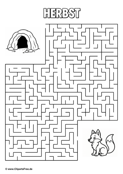 Labyrinth zum Drucken 'Fuchs sucht den Weg nach Hause'