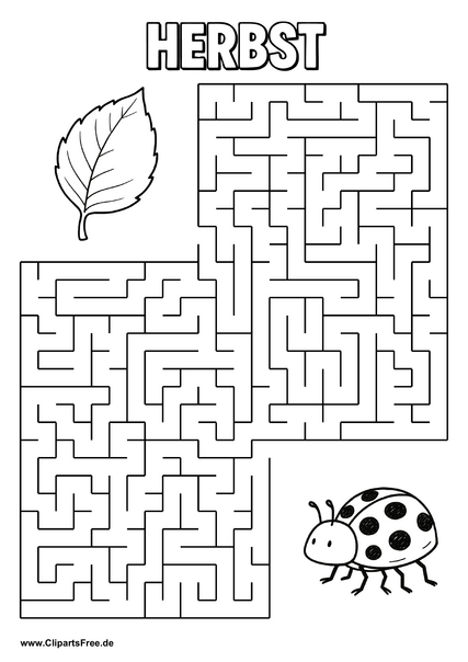 Marienkäfer sucht Baumblatt Labyrinth zum Drucken