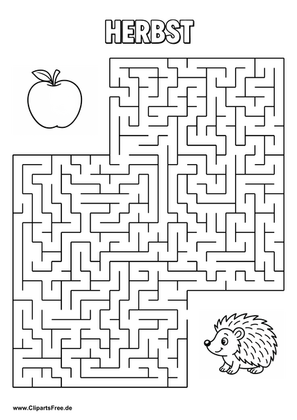 Rätsel-Irrgarten 'Igel sucht Apfel' download als PDF