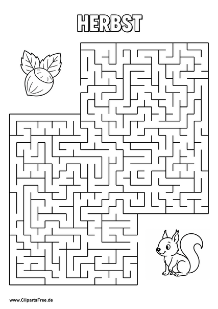 Rätsel-Labyrinth 'Eichörnchen und Haselnuss' download als PDF