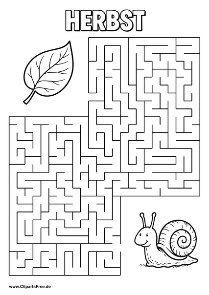 Schnecke sucht Baumblatt Labyrinth zum Drucken