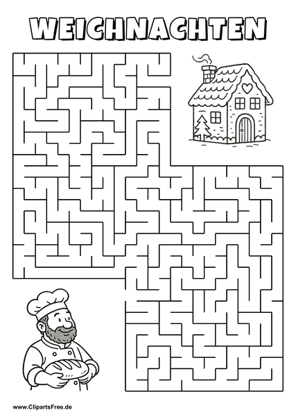 Bäcker sucht Zuckerhaus Labyrinth zum Drucken