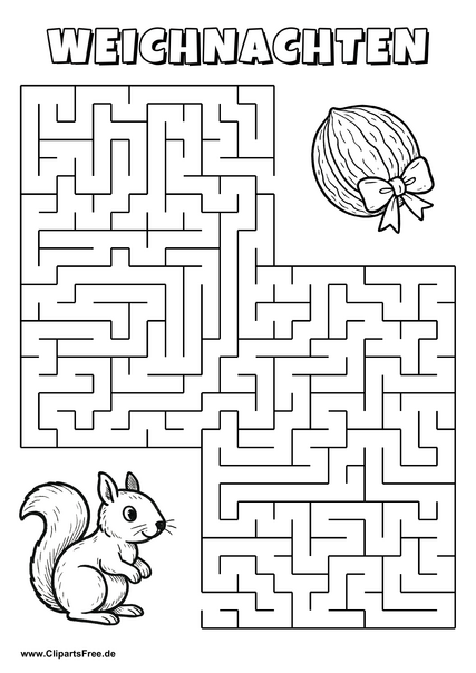 Eichhörnchen sucht Walnuss Labyrinth zum Drucken
