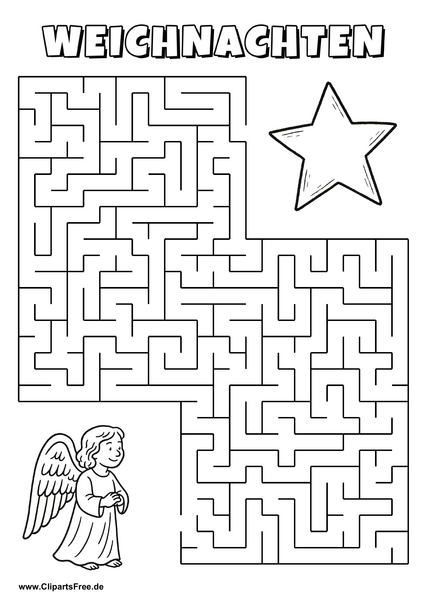 Engel sucht Stern Labyrinth zum Drucken