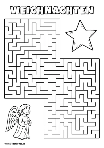 Engel sucht Stern Labyrinth zum Drucken