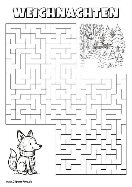 Fuchs sucht Wald Labyrinth zum Drucken