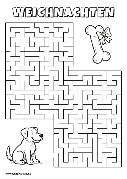 Hund sucht Knochen Labyrinth zum Drucken
