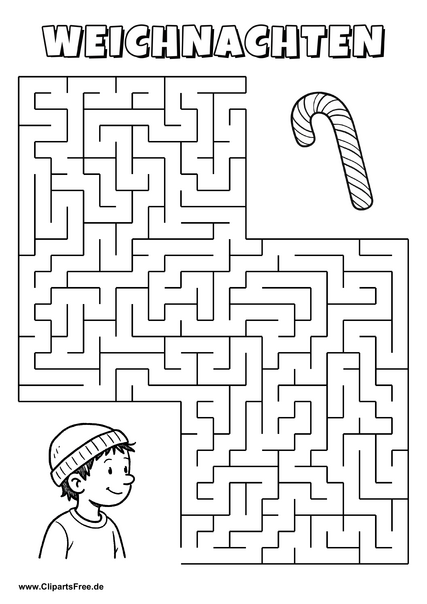 Kind sucht Zuckerstange Labyrinth zum Drucken