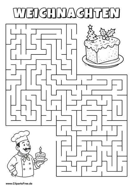 Koch sucht Kuchen Labyrinth zum Drucken