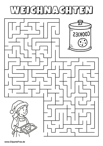 Mädchen sucht Keksdose Labyrinth zum Drucken