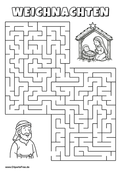 Prophet sucht Weihnachtskrippe Labyrinth zum Drucken