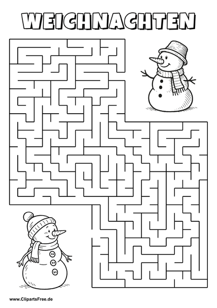 Schneemann sucht Freund Labyrinth zum Drucken