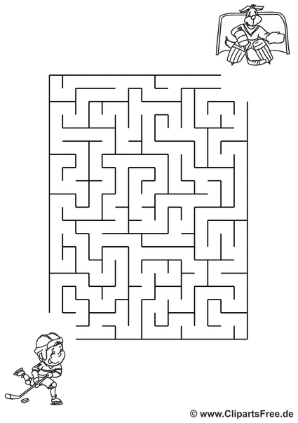Labyrinth-Rätsel, Irrgarten-Bild 'Eishockey'