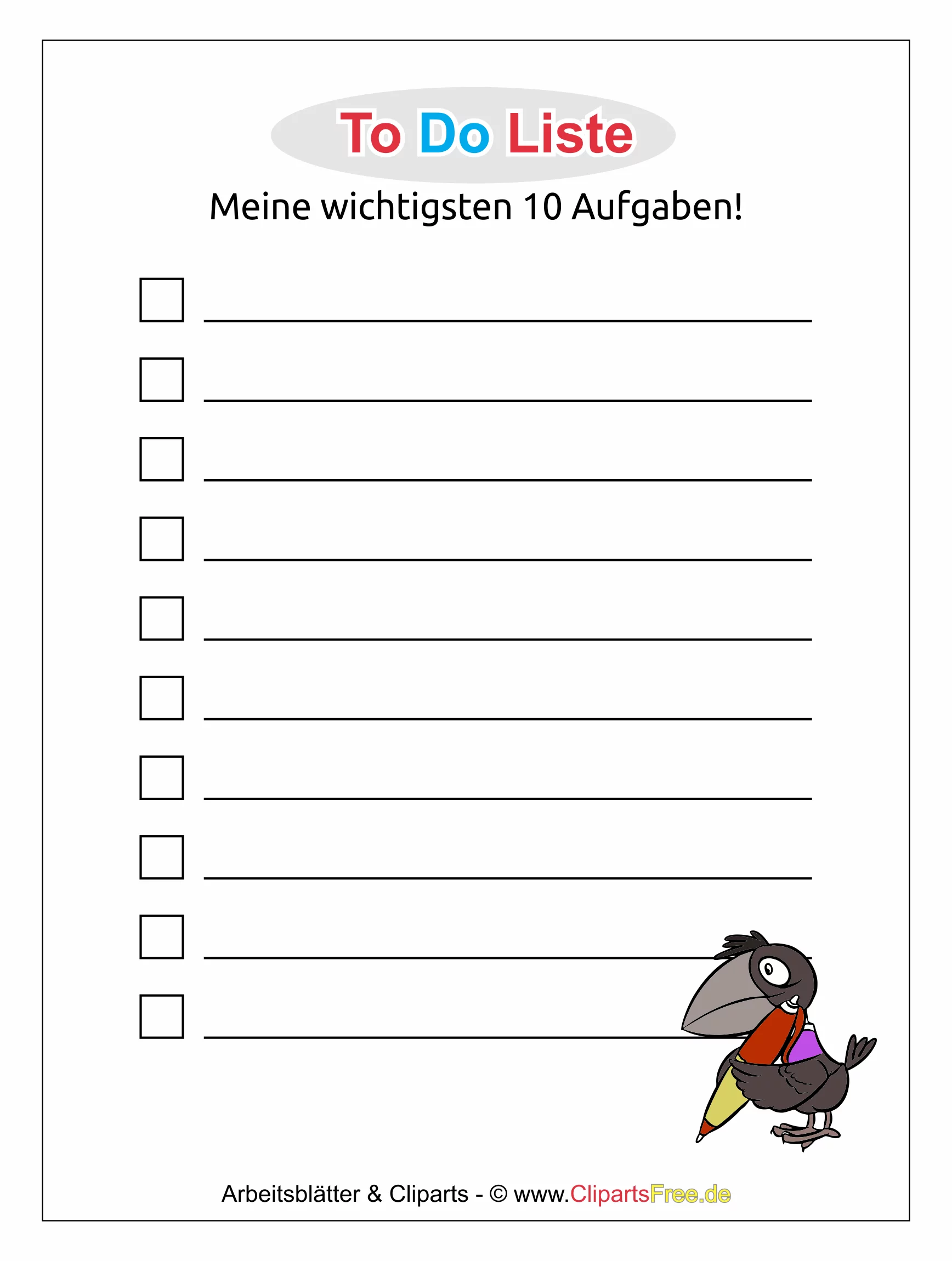 ToDo-Liste als Vorlage zum Download im PDF