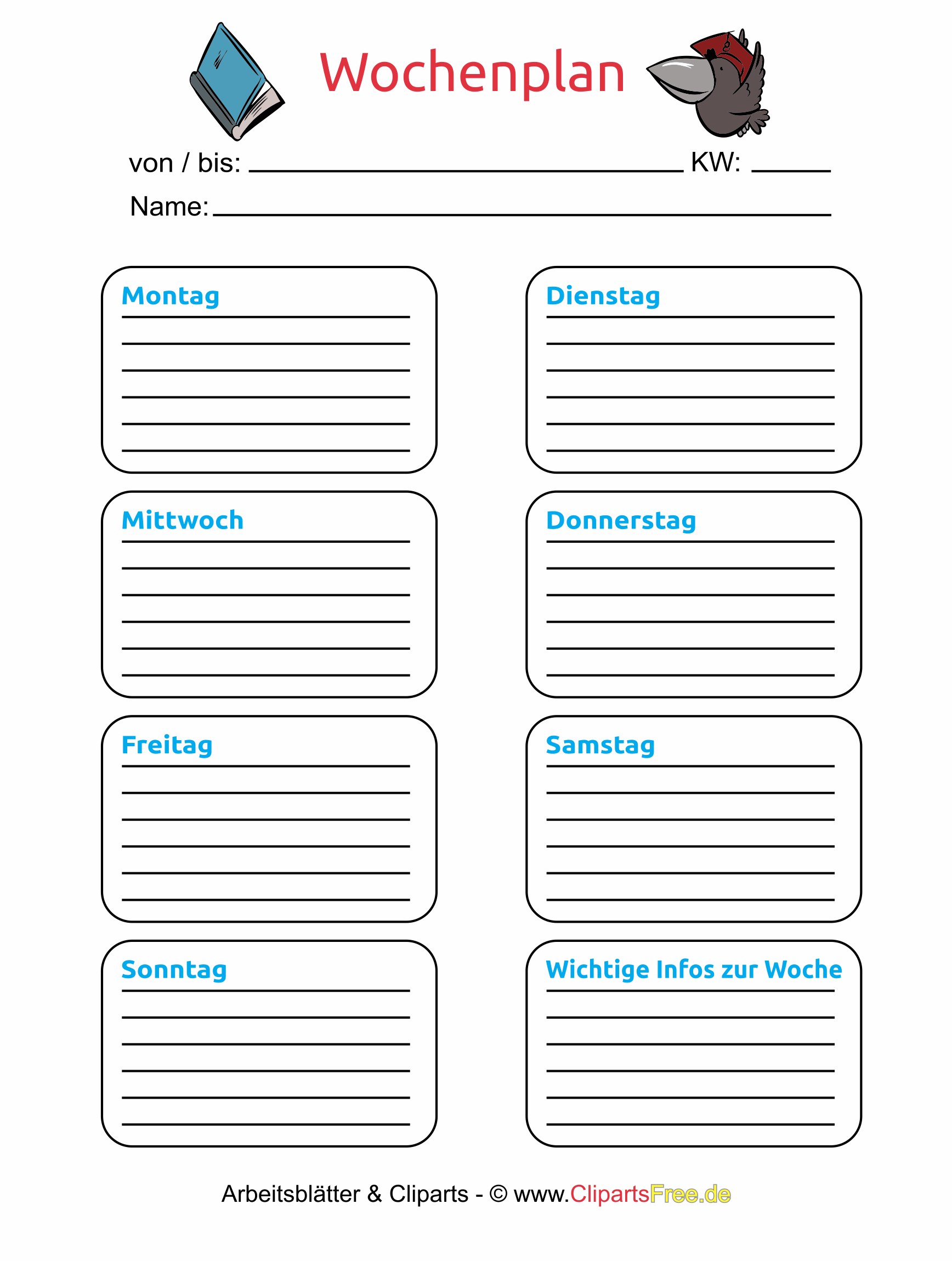 Wochenplan Vorlage zum Ausdrucken