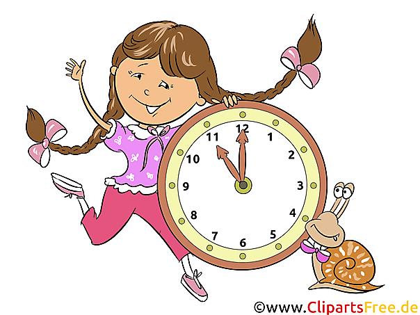 Schülerin mit Uhr - Bilder für Grundschule farblich