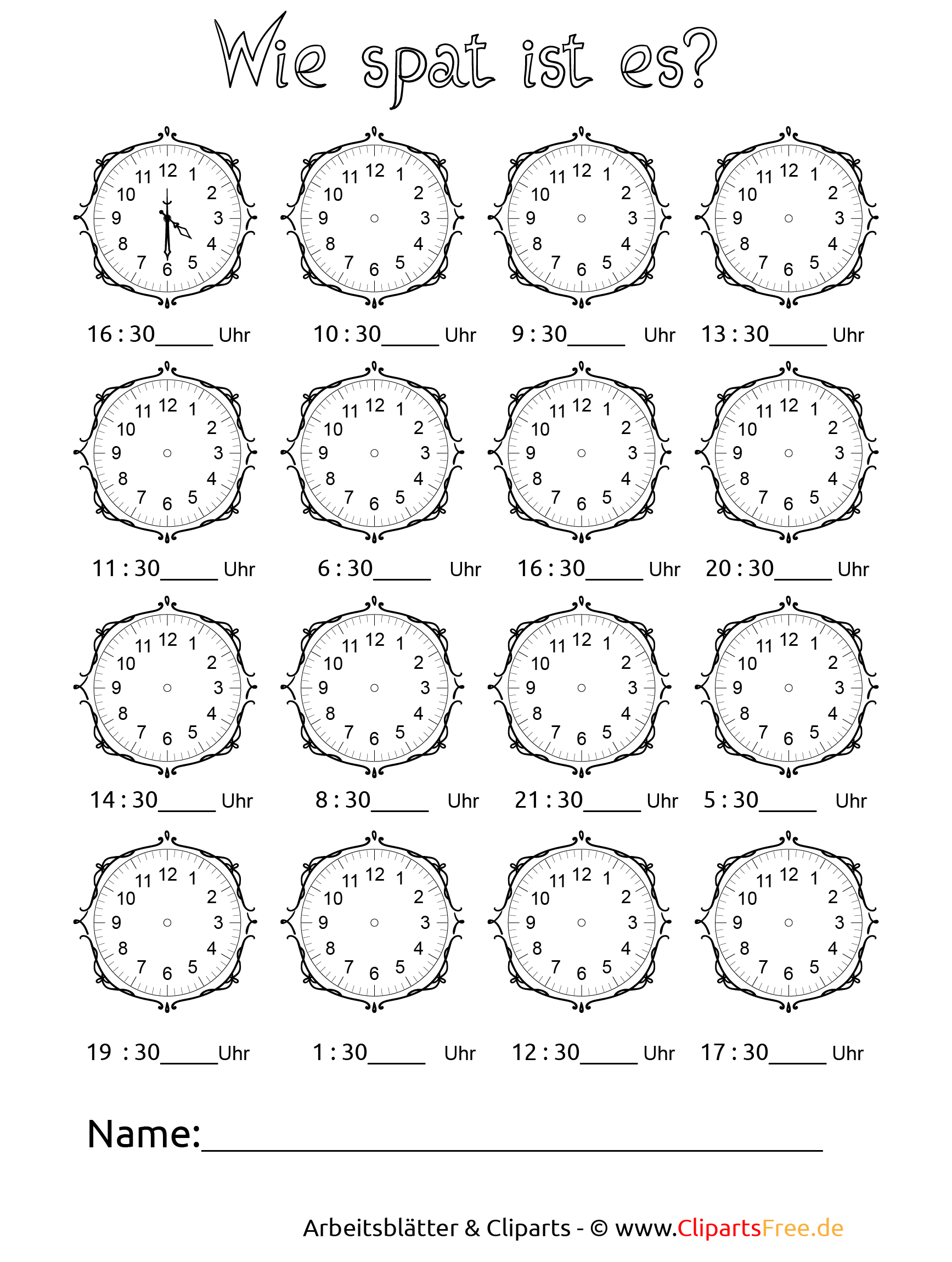 Uhrzeit lernen für Kleinkinder