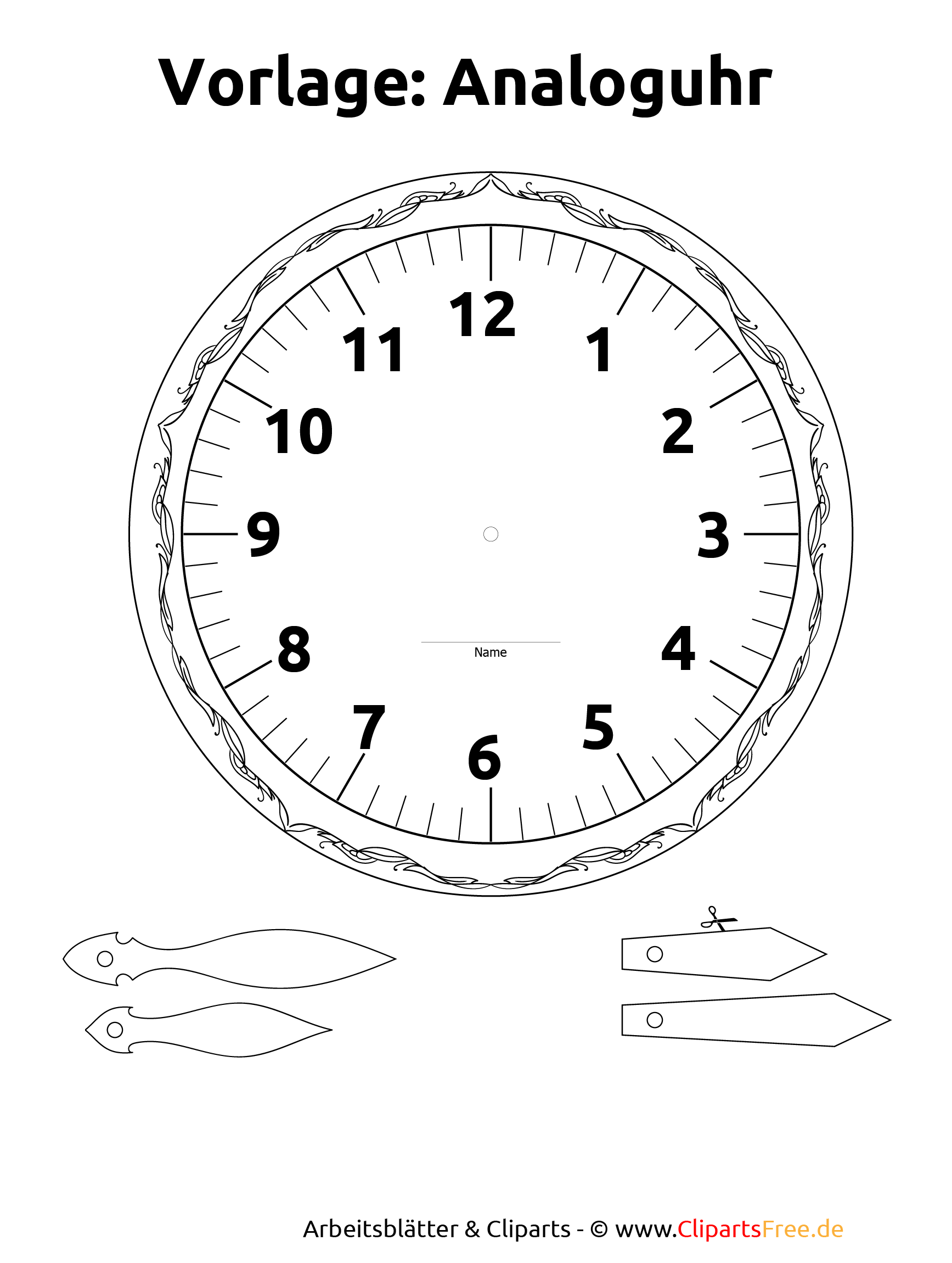 小学校のための時計の文字盤印刷テンプレート 小学校のための時計の文字盤印刷テンプレート