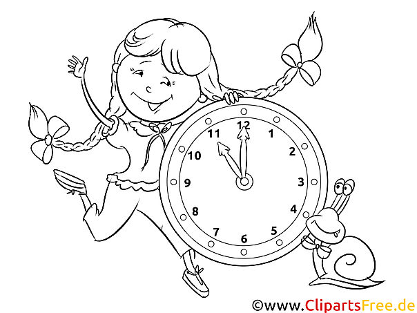 Zum Ausmalen Ausmalbild zum Thema Uhr lernen