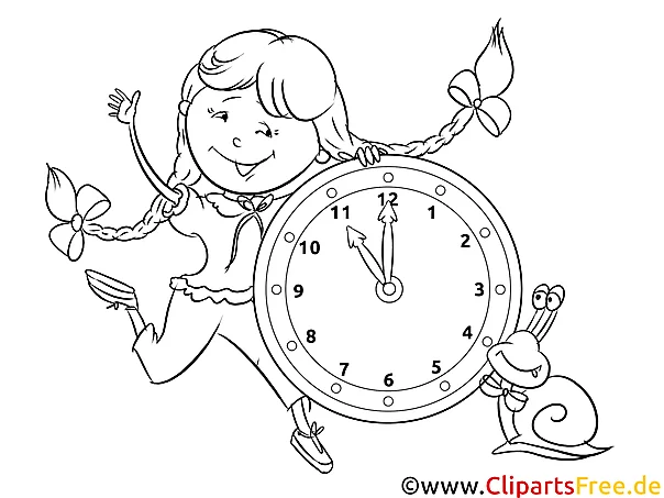 Zum Ausmalen Ausmalbild zum Thema Uhr lernen