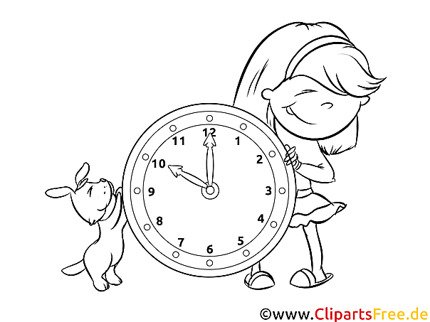 Zum Malen Bild zum Thema Uhr lernen