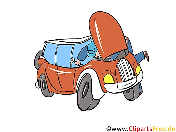 Autopanne auf Autobahn Bild, Illustration, Clipart, Cartoon gratis