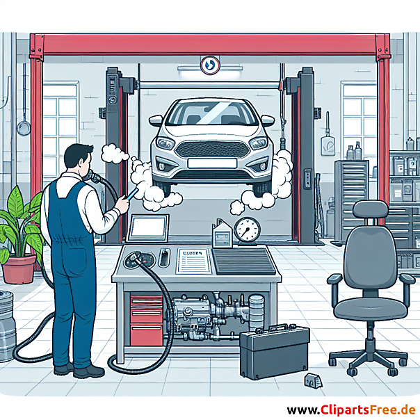 Abgasuntersuchung Bild, Clipart zum Thema Kfz-Werkstatt