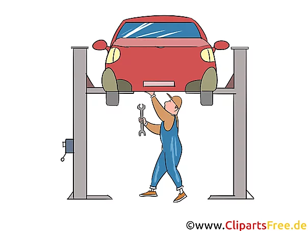 Auto auf der Hebebühne Clipart, Bild, Illustration