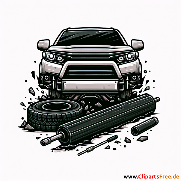 Auto mit Schäden Clipart zum Thema Kfz-Werkstatt