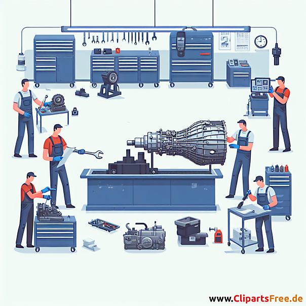 Automatikgetriebe warten Clipart zum Thema Kfz-Werkstatt