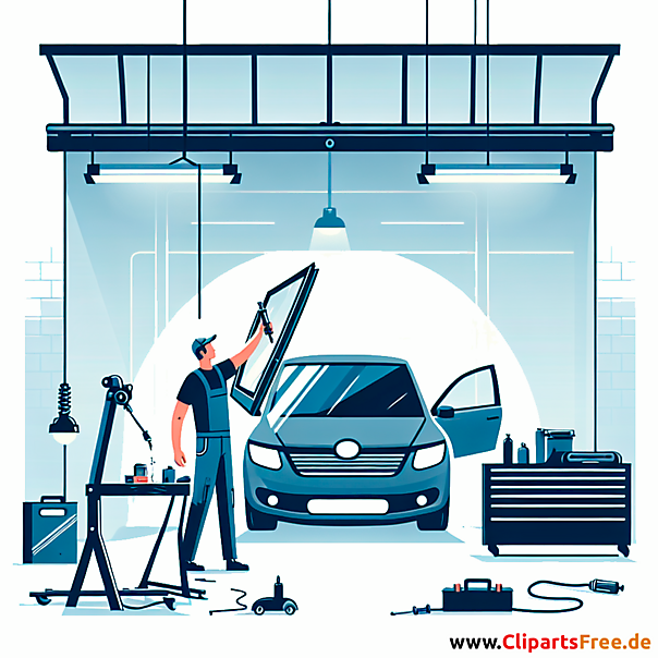 Fensterheber reparieren Clipart zum Thema Kfz-Werkstatt