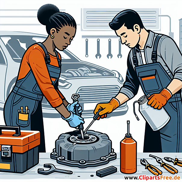 Kupplungsflüssigkeit wechseln Clipart zum Thema Kfz-Werkstatt