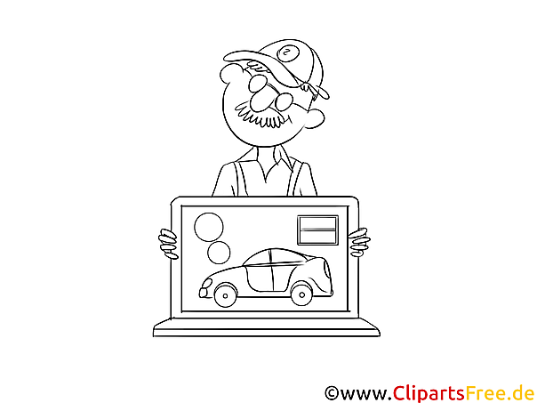 Motordiagnose Zeichnung, Grafik, Clipart schwarz-weiss