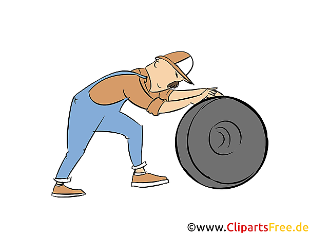 Traktorreifen, Mitarbeiter in der Werkstatt Clipart, Bild, Illustration
