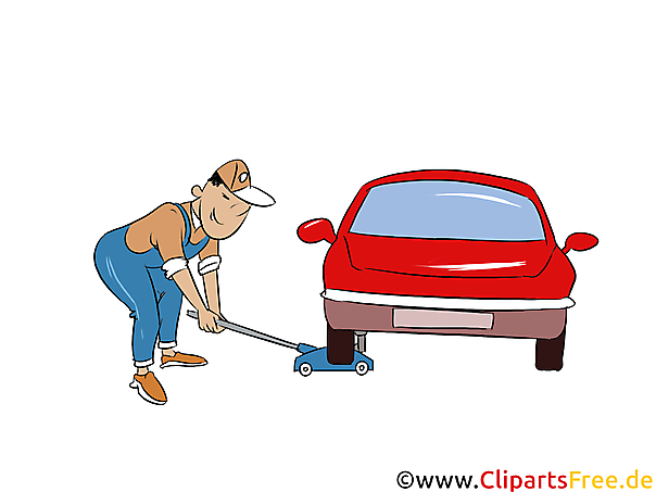 Wagenheber unter dem Auto Clipart, Bild, Illustration
