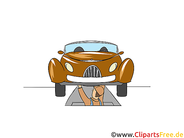 Werkstattgrube, Wagen in Werkstatt Clipart, Bild, Illustration