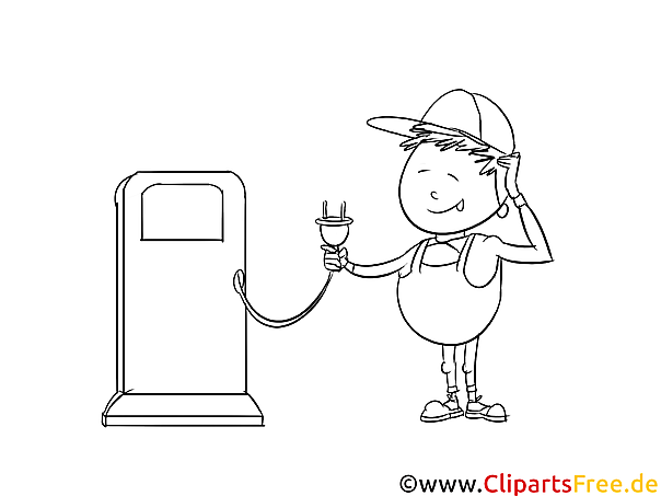 Clipart Elektro Auto an einer Ladestation aufladen