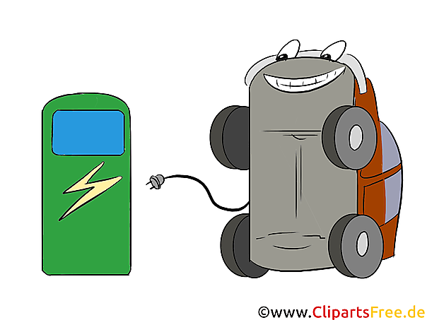 E-Auto an der Ladestation Clipart, Bild, Grafik