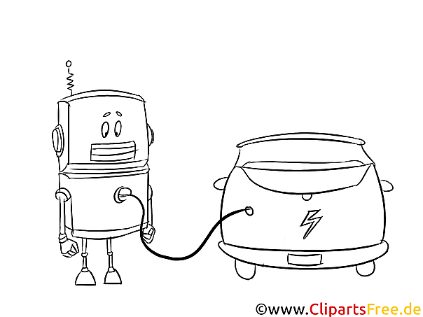 Roboter Und Auto Schwarz Weiss Bild