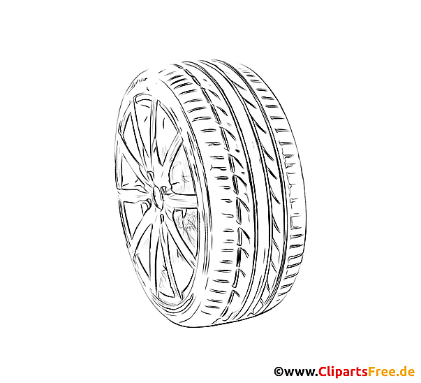 Alurad mit Reifen Zeichnung - Bilder mit Kfz-Ersatzteilen zum Illustrieren