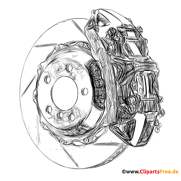 Bremsscheibe gelüftet Zeichnung mit Bleistift
