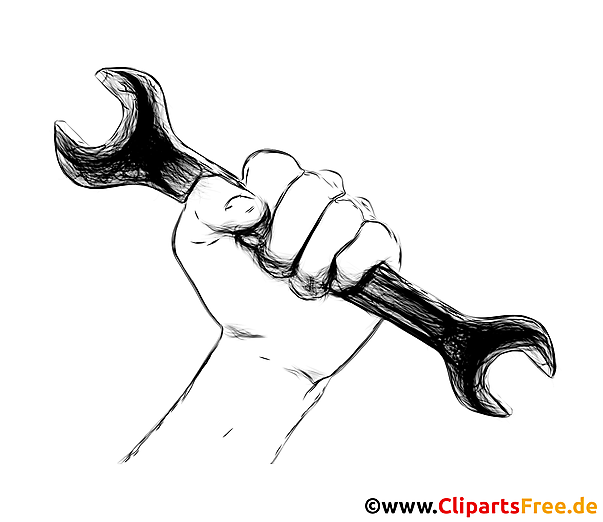Hand mit Schlüssel Zeichnung, Clipart, Bild