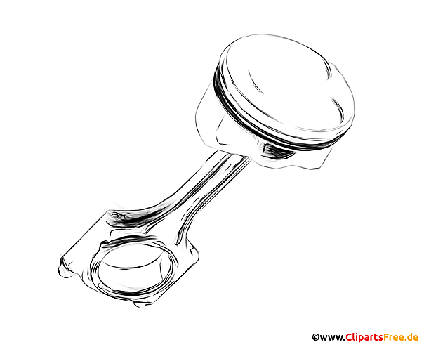 Kolben mit Pleuelstange Zeichnung schwarz-weiss - Bilder mit Kfz-Teilen