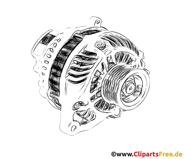 Lichtmaschine Zeichnung, Clipart, Bild schwarz-weiss