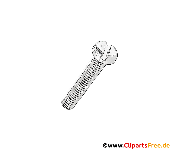 Schraube mit Schlitz schwarz-weisse Zeichnung