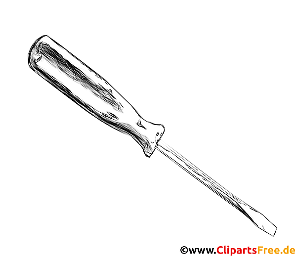 Schrubenzieher Schlitz schwarz-weisse Zeichnung