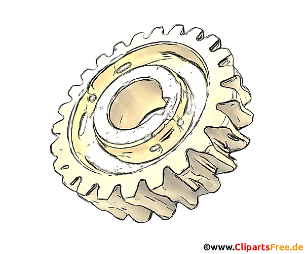 Zahnrad aus Bronze Bild, Illustration, Clipart für Unterricht