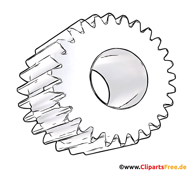 Zahnrad Zeichnung schwarz-weiss - Bilder für Unterricht in Schule