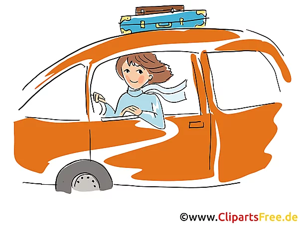 Frau faehrt Auto Clipart, Bild, Grafik, Cartoon, Illustration gratis