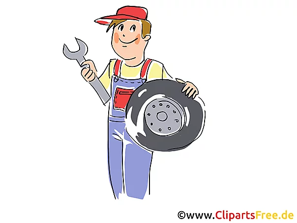Reifenwechsel, Reifenservice Clipart, Bild, Grafik, Cartoon, Illustration gratis